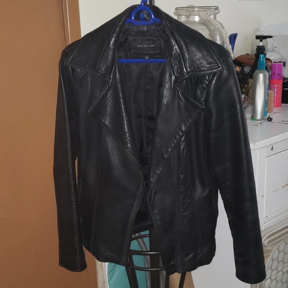 Black Leather Jacket Jones New York LG